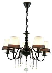 Mulan Πολυέλαιος 5xE14 Ø63cm με Καπέλα Μαύρος EG167285PBW Aca