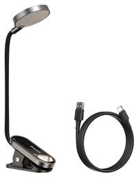 Επαναφορτιζόμενο LED Φωτιστικό Γραφείου με Εύκαμπτο Βραχίονα και Κλιπ σε Μαύρο Χρώμα Baseus