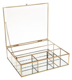 Μπιζουτιέρα Κουτί Γυάλινη Gold 27x22.5x7.5cm - Spitishop