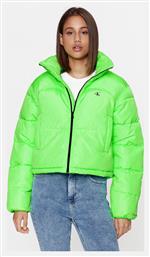 Κοντό Γυναικείο Puffer Μπουφάν για Χειμώνα Πράσινο Calvin Klein