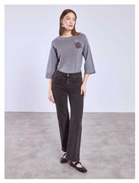 Γυναικείο Τζιν Wide Leg Μονόχρωμο Loose Fit Μαύρο Celestino