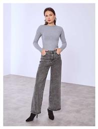 Γυναικείο Τζιν Wide Leg Βαμβάκι Loose Fit Γκρι Σκούρο Celestino