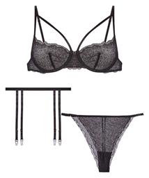 Σετ Εσωρούχων Ημιδιάφανο 3 Τεμαχίων Μαύρο Celestino