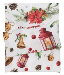 Christmas Χριστουγεννιάτικο Τραπεζομάντηλο Υφασμάτινο Κοκκινο / Μπεζ / Χρυσο Μ180xΠ140εκ. Das Home