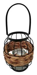 Φαναράκι Ψάθινο Επιτραπέζιο Μαύρο 17x17x20εκ. Espiel