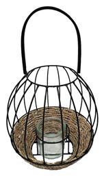 Φαναράκι Ψάθινο Επιτραπέζιο Μαύρο 20x20x19εκ. Espiel