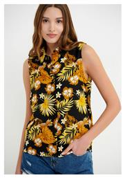 Αμάνικο Γυναικείο Πουκάμισο Κίτρινο Floral Funky Buddha