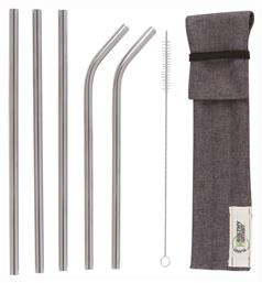 Καλαμάκια Μεταλλικά Ασημί με Βουρτσάκι 5τμχ Healthy Human