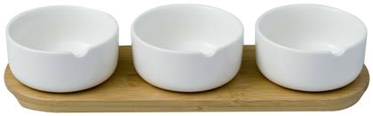 Ορντεβιέρα 3 Θέσεων με Βάση από Πορσελάνη Λευκή Π10xΜ30xΥ6cm 3τμχ HFA