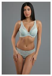 Δαντελένιο Σετ Εσωρούχων Σουτιέν με Slip Φυστικί New Bra Lingerie