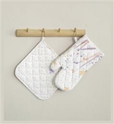 Laurel Γάντι Κουζίνας Υφασμάτινο Λευκό 2τμχ Nima