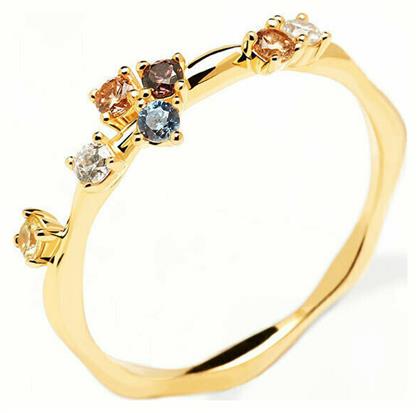 Five Γυναικείο Δαχτυλίδι Βεράκι από Ασήμι Επιχρυσωμένο P D Paola