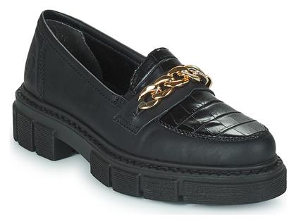 Δερμάτινα Γυναικεία Μοκασίνια σε Μαύρο Χρώμα Rieker