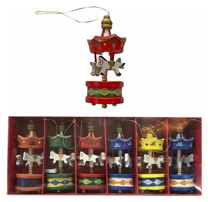 Σετ Στολίδια Καρουζέλ Ξύλινα Πολύχρωμα 4x9cm 6τμχ - XMASfest