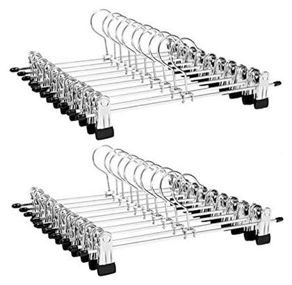 Κρεμάστρα Ντουλάπας για Παντελόνια Μεταλλική Ασημί CRI003-20 20τμχ Songmics