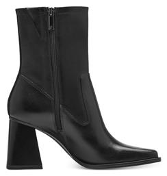 Δερμάτινα Γυναικεία Μποτάκια με Ψηλό Τακούνι Μαύρα Tamaris