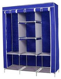 Υφασμάτινη Ντουλάπα με Φερμουάρ και Ράφια σε Μπλε Χρώμα 130x45x170cm Timeless Tools