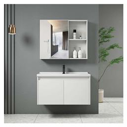 IDEA-1 Πάγκος με Νιπτήρα & Καθρέπτη Μ60xΒ45xΥ47cm Άσπρο Woodwell