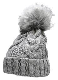Beanie Γυναικείος Σκούφος με Πλεξούδες σε Γκρι χρώμα 4F