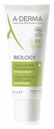 A-Derma Biology Dermatological Light Cream Hydrating Biology Ενυδατική Κρέμα 40ml - A Derma