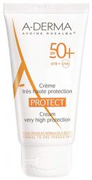 A-Derma Cream Protect Χωρίς Άρωμα Αντηλιακή Κρέμα Προσώπου SPF50 40ml - A Derma