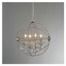 Catania Πολυέλαιος 4xE14 Ø40cm με Κεράκια Ασημί AD15004 Aca