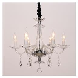 Lompelia Πολυέλαιος 6xE14 Ø53cm με Κεράκια Διάφανος BLK80386PCC Aca