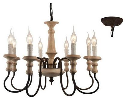 Πολυέλαιος 8xE14 Ø60cm με Κεράκια Μπεζ EG178P60R Aca