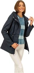 Αδιάβροχο μπουφάν με κουκούλα και κορδόνι - Μπλε από το Issue Fashion