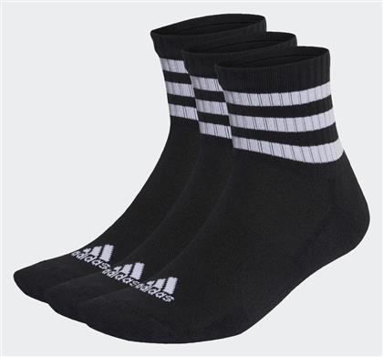 3-Stripes Cushioned Αθλητικές Κάλτσες Μαύρες 3 Ζεύγη Adidas