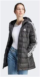 Essentials 3-Stripes Light Down Μακρύ Γυναικείο Puffer Μπουφάν για Χειμώνα Μαύρο Adidas από το Spartoo