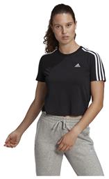 Κοντομάνικο Αθλητικό Crop Top Μαύρο Adidas