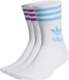 Adidas Mid Cut Αθλητικές Κάλτσες Λευκές 3 Ζεύγη από το Zakcret Sports