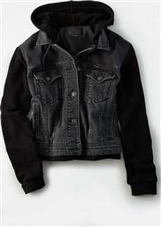 AE Fleece Sleeve Black Denim Jacket - 0381-2991-001 - Μαύρο από το Notos