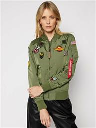Alpha Industries Μπόμπερ μπουφάν Patch II Wmn 178013 Πράσινο Regular Fit από το Modivo