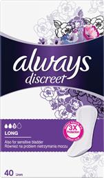 Always Discreet Long Γυναικείες Σερβιέτες Ακράτειας Αυξημένης Ροής 3 Σταγόνες 40τμχ από το e-Fresh