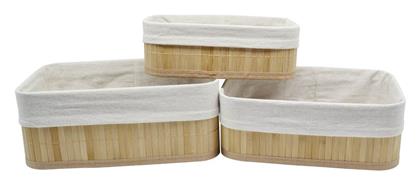 Καλάθι Αποθήκευσης Bamboo Μπεζ 3τμχ Ankor