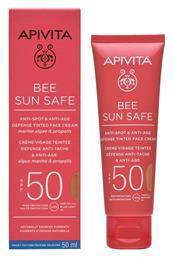 Bee Sun Safe Αντηλιακή Κρέμα Προσώπου SPF50 με Χρώμα 50ml Apivita