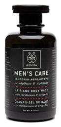 Men's Care Ανδρικό Αφρόλουτρο για Σώμα & Μαλλιά Κάρδαμο & Πρόπολη 250ml Apivita