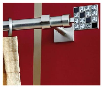 Μεταλλικό Κουρτινόξυλο Puzzle Μονό Φ25mm 160εκ. Νίκελ Σατινέ / Κρύσταλλο Swarovski Aslanis Home