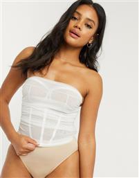 ASOS DESIGN Delila mesh corset top with underwire-White από το Asos