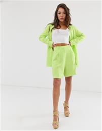 ASOS DESIGN linen suit mom shorts in lime pop-Green από το Asos