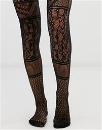ASOS DESIGN panelled lace tights-Black από το Asos