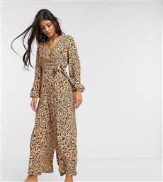 ASOS DESIGN tall wrap tie jumpsuit in leopard print-Multi από το Asos