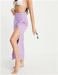 ASOS DESIGN textured split front beach maxi skirt in lilac-Purple από το Asos