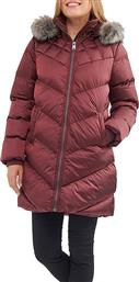 Attrattivo 9912002 Μακρύ Γυναικείο Puffer Μπουφάν για Χειμώνα Κόκκινο από το Z-mall