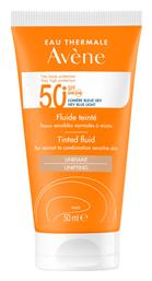 Fluide Tinted Αδιάβροχη Αντηλιακή Κρέμα Προσώπου SPF50 με Χρώμα 50ml Avene