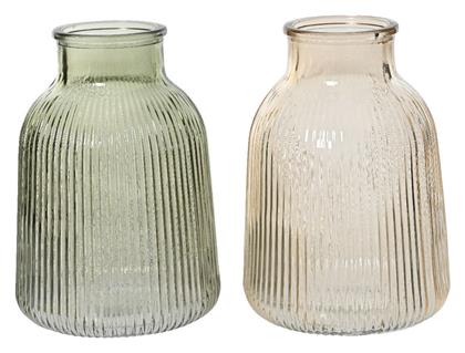 Γυάλινο Βάζο Ριγέ 10 X 12 Cm Διαφανο Beauty Home