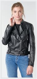 Δερμάτινο Γυναικείο Biker Jacket Μαύρο Benetton