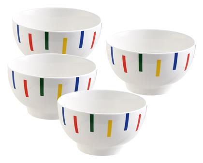 Rainbow Μπωλ Σερβιρίσματος Δημητριακών Στρογγυλό από Πορσελάνη Λευκό με Διάμετρο 14εκ. 4τμχ Benetton